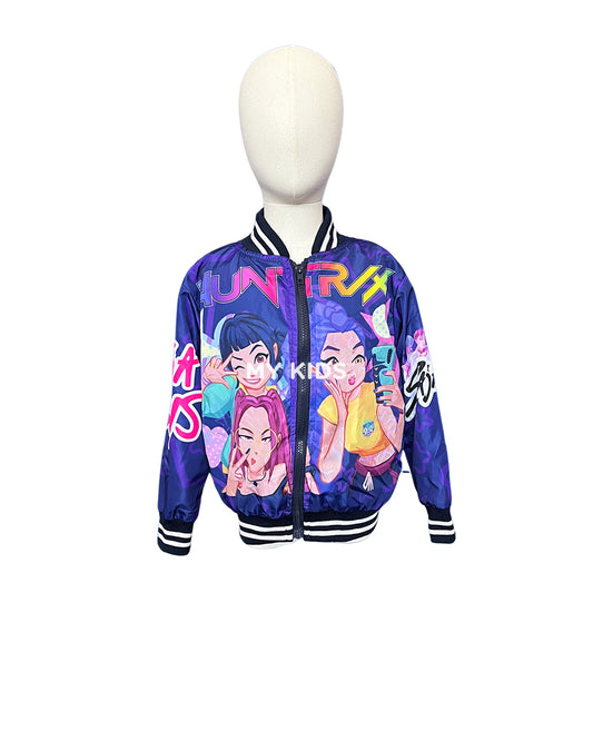 Chamarra afelpada kpop morada